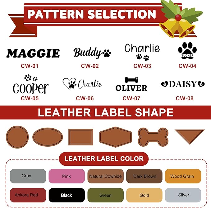 Custom Dog Beanie with Leather Patch Name, Personalized Santa Hat for Dog, 2025 Christmas Hats for Dog & Cat, Pom Pom Winter Hat for Small Medium Large Dogs Cats