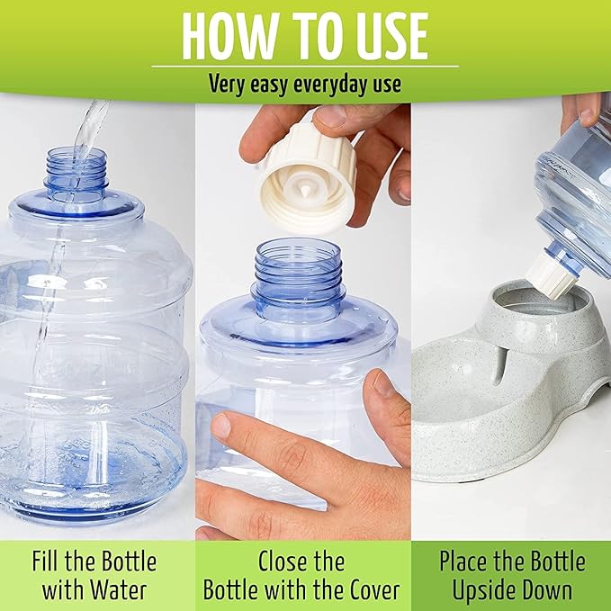 ZONETECH Pet Feeder Dispenser 2 Pack- Premium Quality Durable Self-Dispensing Gravity 1 Gallon Pet Food Bowl- Automatic Self Feeding for Cats and Dogs