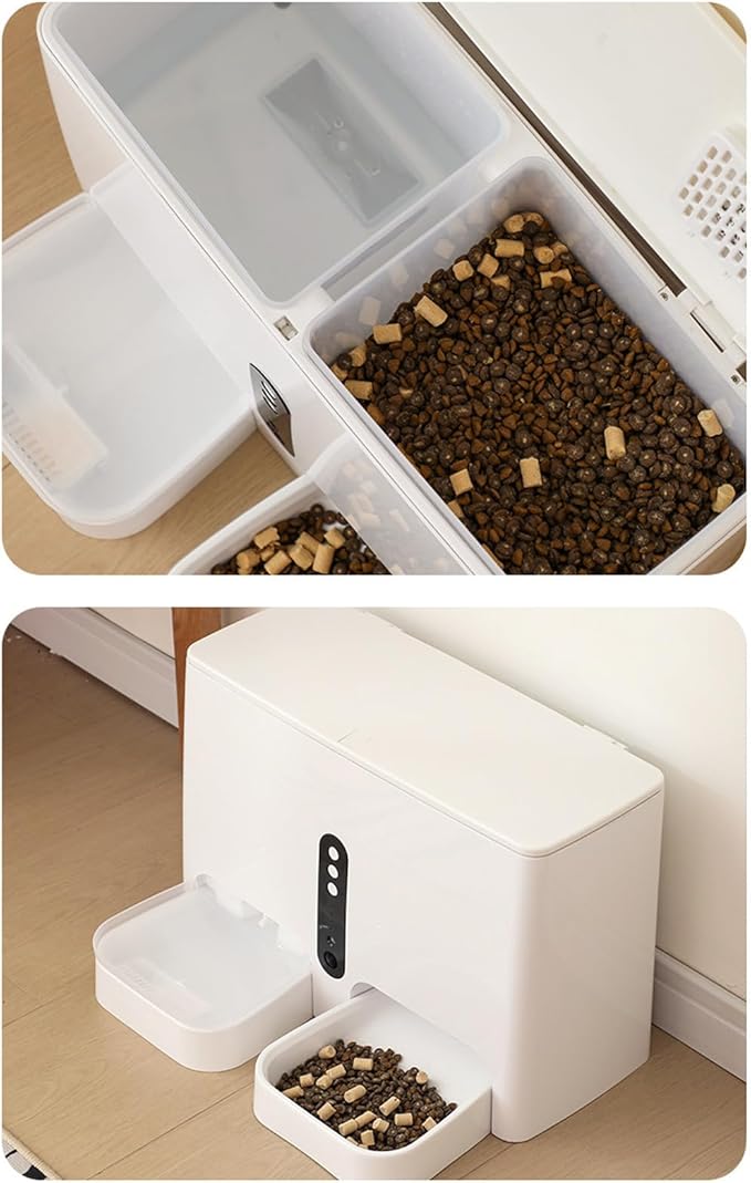 Pet Automatic Feeder with Camera, Large Capacity Self Feeding Dog Feeder Waterer for Small Dogs Puppy Cats Pets