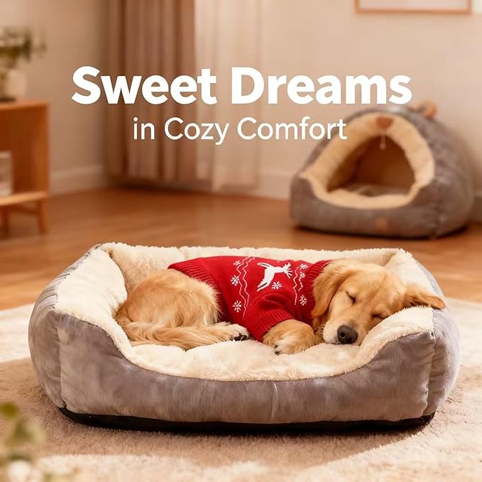 Christmas Small/Medium Dog Sweater, Warm Dog Winter Coat w/Sleeves & Leash Hole, Comfy Stretch Premium Dog Clothes for Golden Retriever-Best for Holidays, Daily Walks XXL Red