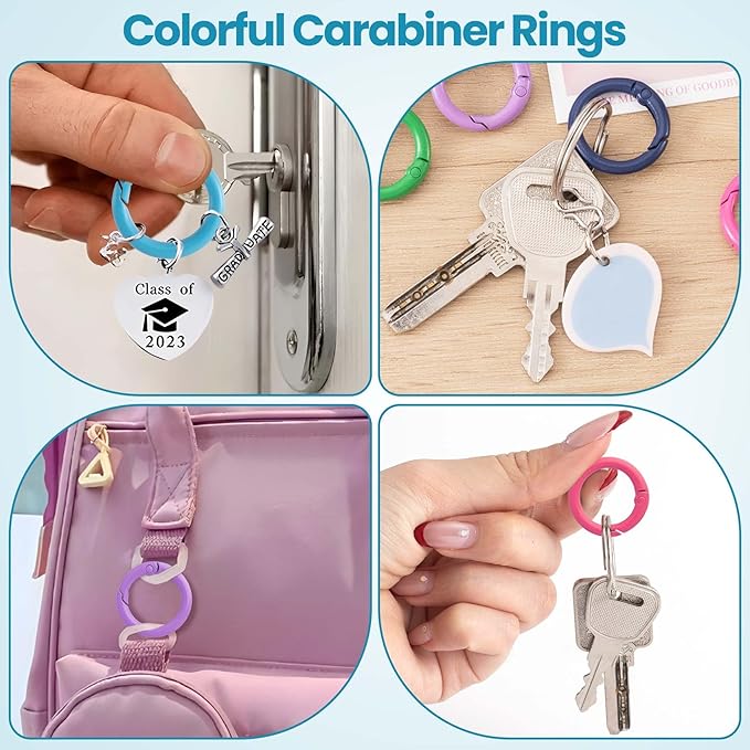 Spring O Rings,Round Spring Snap Keyring, Metal Carabiner Clips for Keychain Handbag Purse Dog
