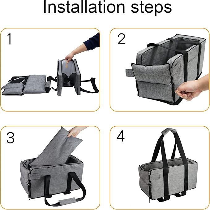 Small Dog Cat Car Booster Seat, Detachable and Washable Dog Carseats,Pet Travel Safety Car Seat for Car Center Console, Pet Travel Carrier Hammock Bed,Front Carseats Carrier Bag