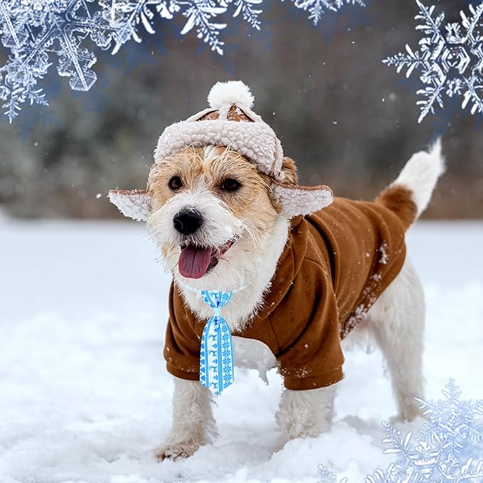 Eccliy 120 Pcs Winter Dog Bow Ties Collars Bulk Snowflake Dog Neckties Adjustable pet Hair Accessories Cute Cat Basic Bow Tie Winter Decoration for Party Decor