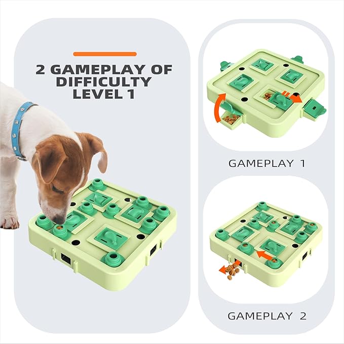 KADTC Dog Chess Puzzle Toy, Large Size, U.S. Brand & Design, 3 Levels of Step-by-Step Challenge for Smart Dogs Interactive Boredom Buster Mental Stimulation Enrichment Toys Puppy Treat Brain Puzzles