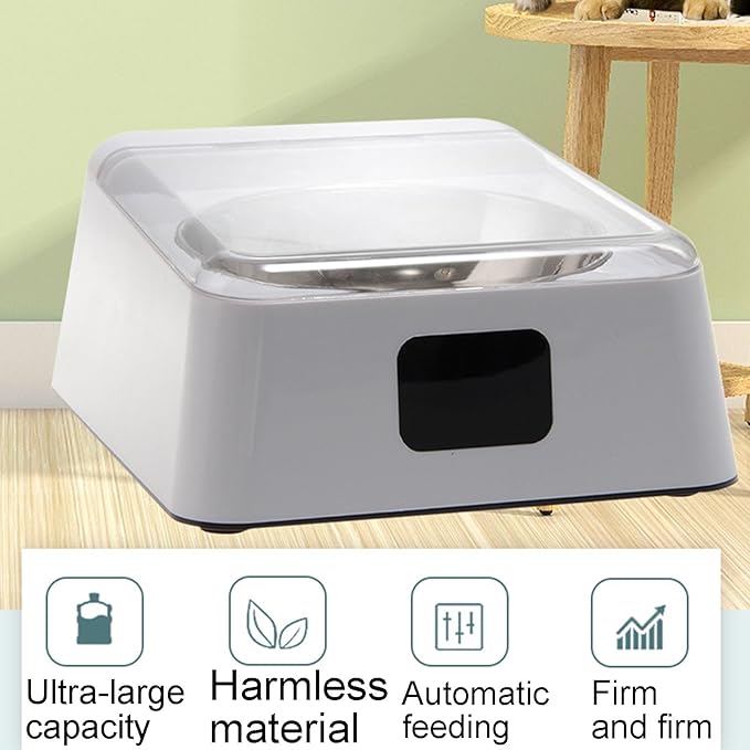 Smart Pet Automatic Feeder, Large Capacity Battery, 304 Stainless Steel Bowl with Clear Lid, Suitable for Cats and Dogs