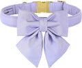Maca Bates Violet Dog Collar with Cute Lavender Solid Sailor Bow Tie,Large Girl Boy Dogs,Girly Adjustbale Durable Breakaway Soft Collars with Bowtie for Female Male Puppy,Pet with Metal Buckle