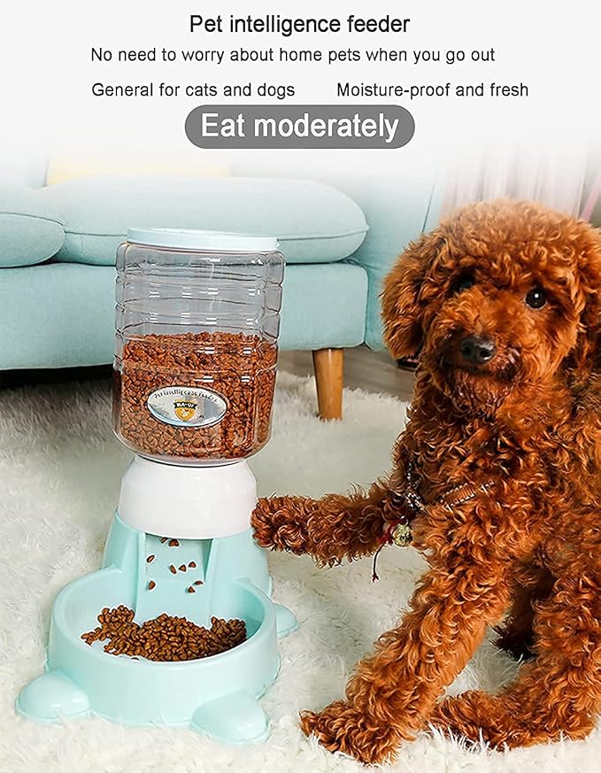 Automatic pet Feeder Push Feeder for Cats and Dogs 1.8L (Pink)