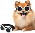 Lesypet Dog Sunglasses Small Breed, Dog Goggles for Small Dogs Eye Protection Windproof Doggie Glasses for Outdoor Driving Hiking UV Protection, White