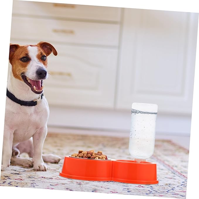 Automatic Dog and Cat Water Dispenser Bowl Set Tip PET Feeding Station Dual Bowls Sturdy Materials for Indoor Use