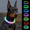 Cool LED Dog Collar Rechargeable Light Up Dog Collar Rainproof 9 Flashing Modes, Glow Collars for Night Walking, Cuttable Soft Silicone Collar (L,Colorful)