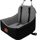 Car Dog Seat with 2 Safety Leashes,Dog Booster Seat for Small Medium Dogs 0-28lbs,Pet Car Travel Safety Bed with Storage PocketsFully Detachable and Easy to Install(S1-Black Outside Grey Inside)