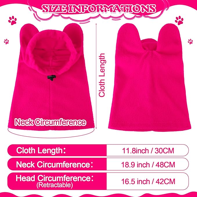 Winter Dog Hats Quiet Ears for Dogs Ear Muffs Pet Neck Warmer Scarf Hoodie Noise Protection Cover Beanie Head Wrap Costume for Pet Dog Cats(Rose Red,M)