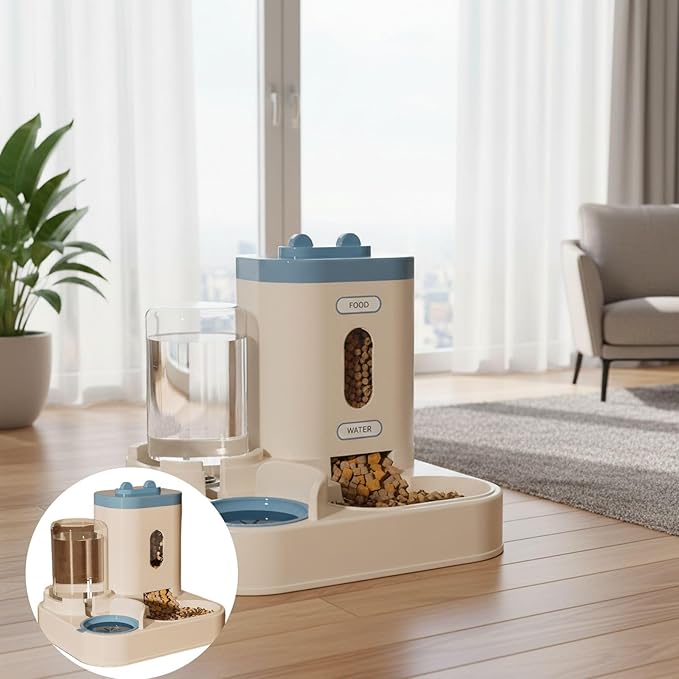 Automatic Pet Feeder with Water Dispenser - Self-Feeding Station for Cats and Dogs, Ideal for Home or Travel Use