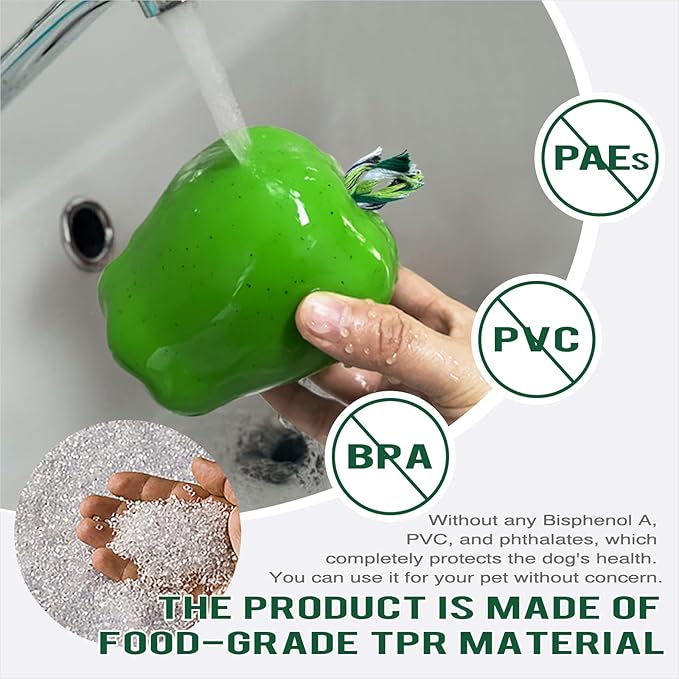 Large Size Green Apple Squeaky Dog Toy for Medium/Large Dogs Breed Aggressive Chewers Durable Bouncy Squeak Ball Christmas & New Year Gift