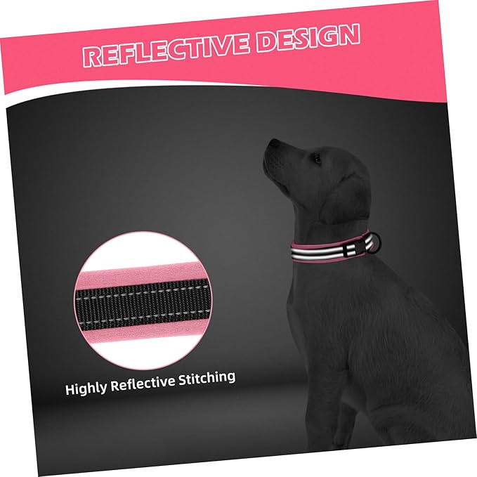 Reflective Dog Collar Pet Collar for Dogs Breathable Adjustable Fit Pink