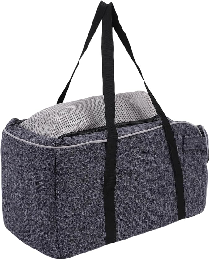 Focket Dog Car Seat, Fits Most Car Linen Fabric Safety Leash Attachment Portable Handle Design Console Dog Seat, Portable Bed with Mat for Travel Camping