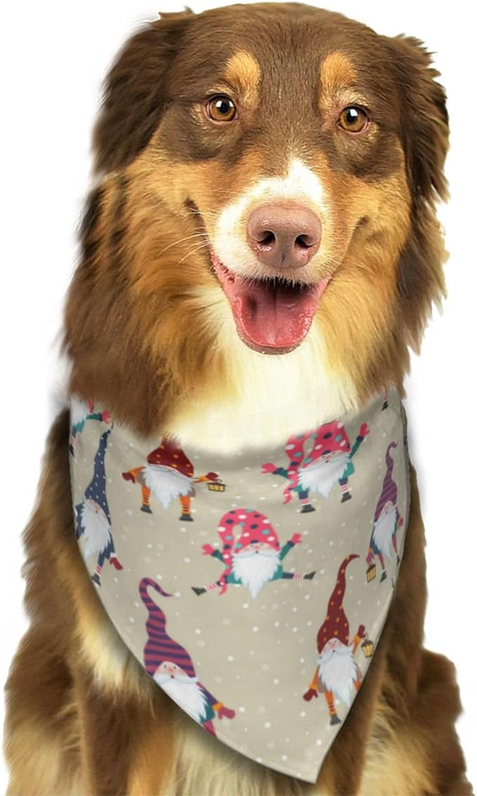 Cute Funny Christmas Gnome Gnomes Casual Funny Funky Dog Bandana Scarf Triangle Bibs Pet Accessories Cat Kerchief