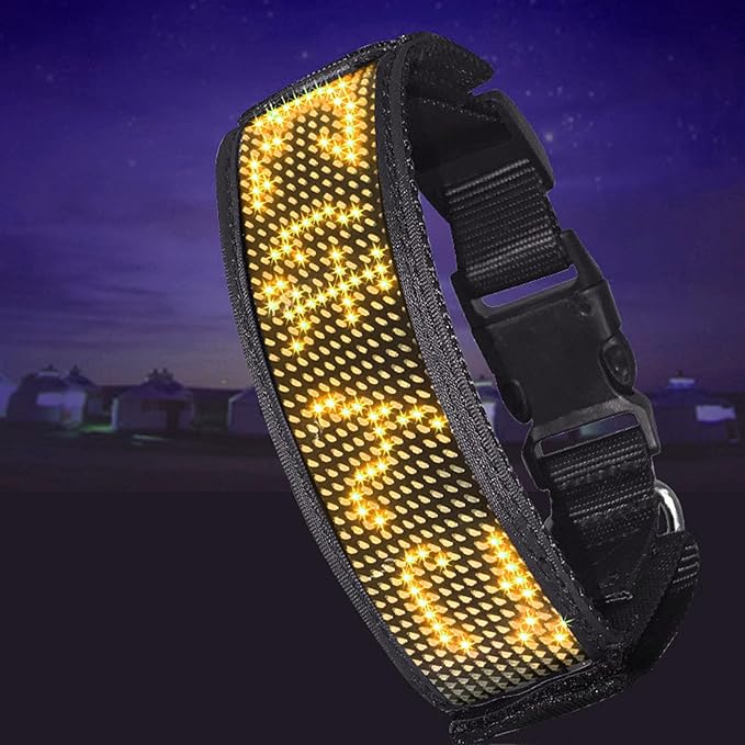Glow Collar for Dogs, Led and Collared, Rechargeable Led Collar for Providing High Visibility During Nighttime Walks (Yellow)