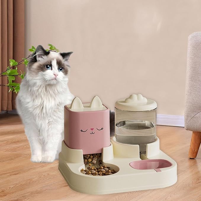 Automatic Feeder Waterer, Detachable 2 in 1 Pet Water Food Bowl with Water Dispenser for Outdoor