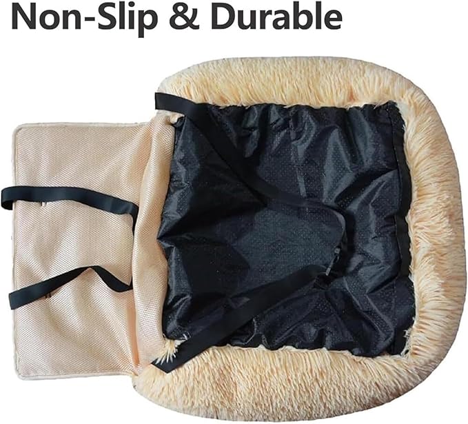 Car Seat- Pets Bed, Dog Car Bed with Straps Furry Seats with Thick Cushion for Travel, with Thick Cus for Removable and Easy to Clean