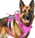 BARKBAY Service Dog Vest Tactical Dog Harness Medium Large Sized Dog Tags Personalized No Pull Adjustable Harness Reflective K9 Working Training Easy Control Military Molle System(Pink,XL)