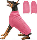 XXL Dog Sweater, Classic Cable Knit Warm Dog Sweatshirt with Reflective Yarn for Girl Boy, Halloween Fall Winter Coat Turtleneck Pullover Clothes Apparel for Small Medium Large Dogs (Pink XXL)