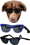 G006 Dog Pet 80s Costume Sunglasses Prop Photoshoot Medium Breeds 20-40 lbs (2-Pack Black+Navy Blue)
