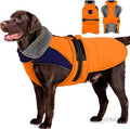MIGOHI Snowproof Dog Coat - Thick Fleece Dog Jacket with Adjustable Collar, Keep Warm Winter Coat for Medium Dogs Cold Weather Walking Playing,Australian Shepherd,XL,Orange