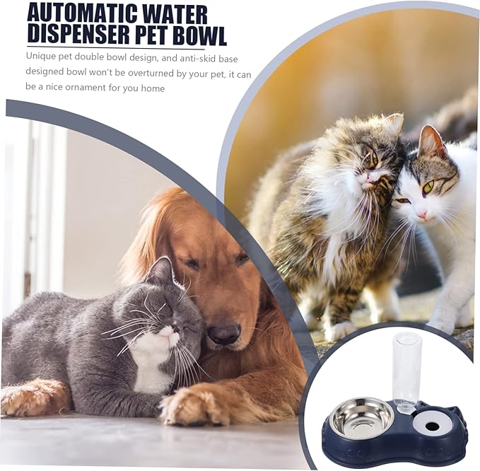 Milisten 1set Detachable Pet Feeder for Dogs and Cats Automatic Water and Food Dispenser Dual Bowl Design Base Safe for Pets