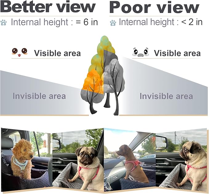 Youvee Dog Booster Car Seat,Interior Height 6 Inches Elevated Pet Car Seat for Small Dog up to 30 lbs,Safety,Comfortable,Fully Detachable and Washable(View Ⅰ-Brown)