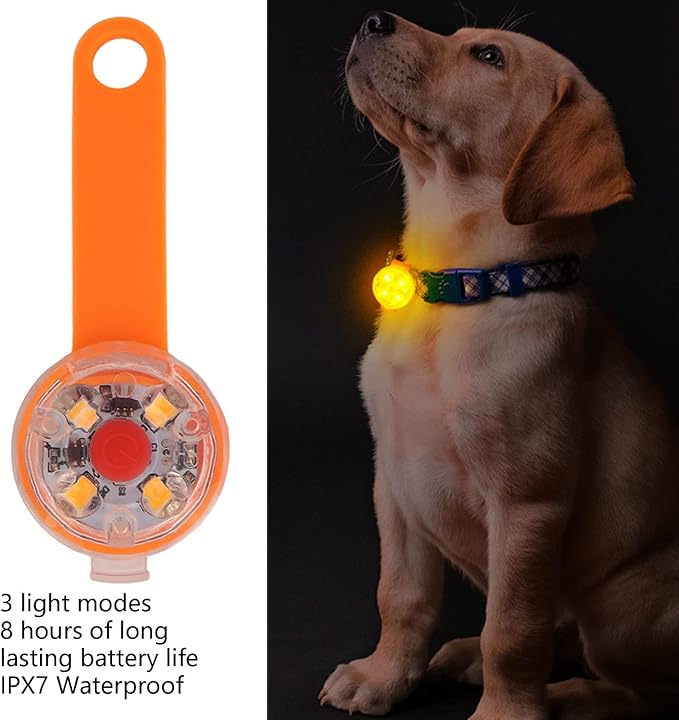 LED Light for Dog Collar, IPX7 Waterproof LED Light for Pet Collar USB Rechargeable Dog Lights Pendant Light with 3 Light Modes