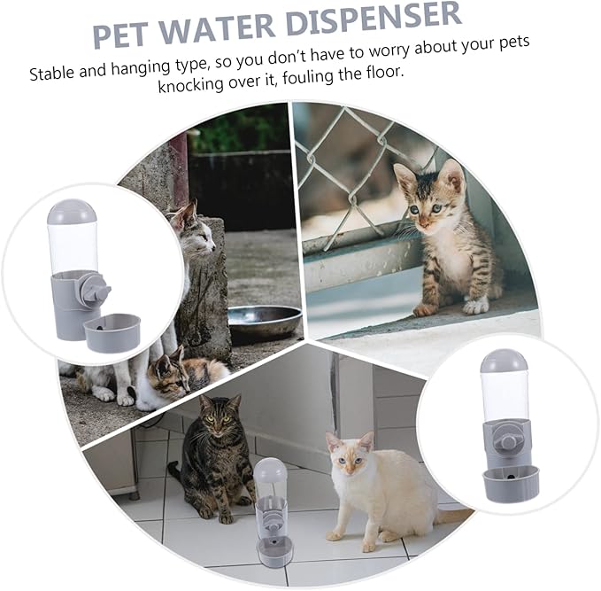 Kisangel Automatic Pet Water Dispenser for Dogs and Cats No-Leak Hanging Water Feeder Capacity Prevents Spills for Pet Cages and Travel