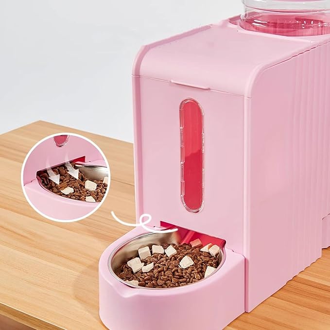 Pet Feeder Automatic 2-in-1 Pet Feeder Drinker and Feeder All-in-One 3L Worry-Free for Short Trips Suitable for Dogs Cats Rabbits Pets Supplies(Green)