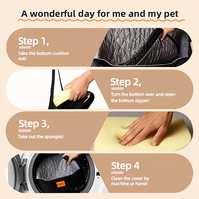 Dog Car Seat for Small Pets, Detachable Washable Pet Booster Seat Under 30lbs, Travel Bed with Storage Pockets and Dog Safety Belt (Black/Grey)