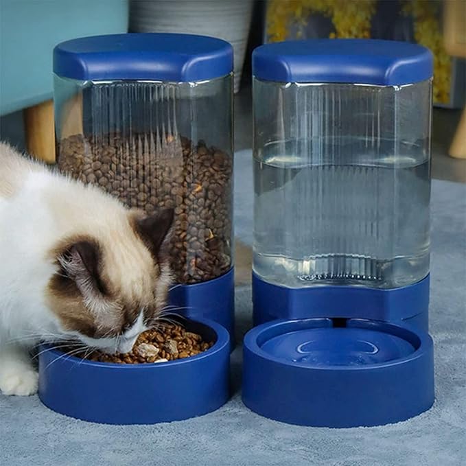 Fountain Pet Automatic Feeder and Water Dispensers Set, Automatic Pet Dog Cat Water Fountain Dispenser Puppy Drinker Feeder No Spill Water Dispenser and Feeder Pet Water Dispenser