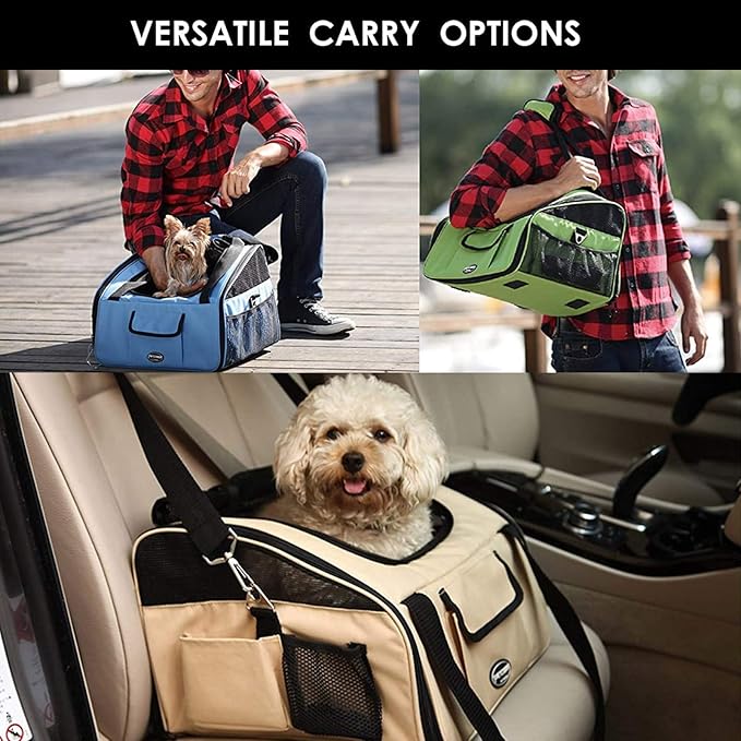 Pet Car Booster Seat Carrier Portable Travel Bag,Cat Small Dog Pet Puppy Travel Cage with Carry Straps,Collapsible Puppy Carrier Seat for Small Medium Pets Up to 22Bls