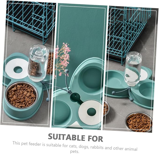 Convenient Automatic Pet Feeder Waterer Double Bowl and Cats Removable Stainless Steel Bowls Easy to Clean for Busy Pet Owners