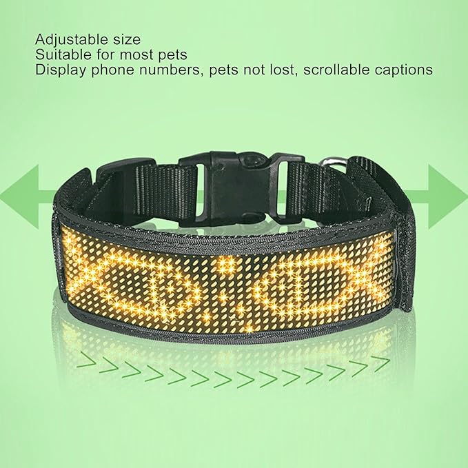 LED Collar, Programmable LED Collar with Mobile Connection, High Visibility Single Color Rechargeable Pet Dog Safety Flashing Light Up, Basic Collars (Yellow)