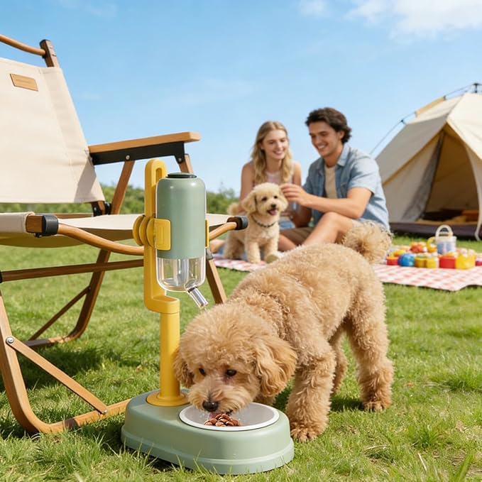 Water Bowl Dispenser for Dogs, Drinker with Adjustable Height, 750 ml Water Dispenser in Standing Pet Bowl with Adjustable Height | for Small Animals, Hamster, Squirrel, Hedgehog and