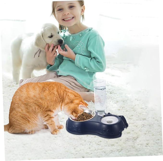 HANABASS 1set Pet Food and Water Dispenser Detachable Dual Feeder for Cats and Dogs and Non-Skid Design Easy to Automatic Pet Bowl