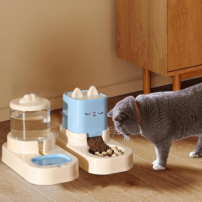 Automatic Cat Feeder, Auto Fill Cat Water Bowl, Cat Food Dispenser, Anti-Slip Automatic Pet Waterer, Large Capacity Cat Water Dispenser, Cute Dog Feeding Bowls (B)