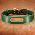 Real Leather Dog Collar Leash Set Personalized Genuine Leather Dog Pet Collars Leashes Custom for Small Medium Large Dog Pitbull Green Collar XS