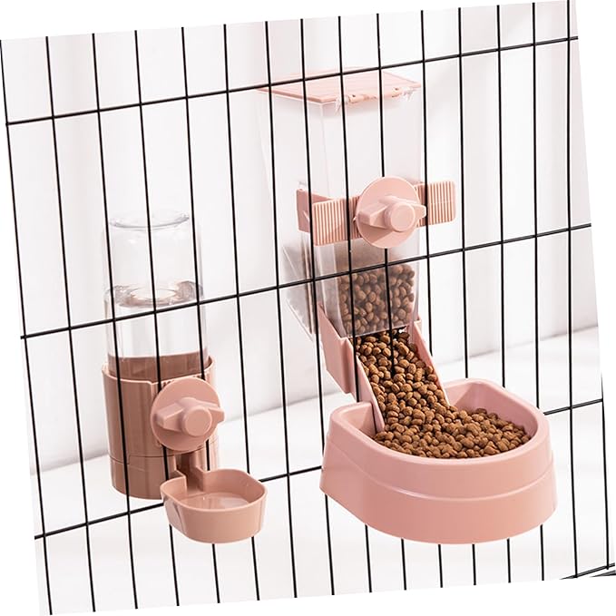 Yardwe 1set Hanging Automatic Pet Water Dispenser and Food Feeder for Cats and Lightweight Easy to Install Leak Material