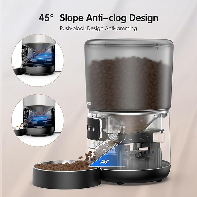 Automatic Cat Feeder, Cat Food Dispenser 4L, 2.4G WiFi Cat Feeder Automatic 1-10 Meals, 1-9 Portions/Meal Timed Cat Feeder, Automatic Pet Feeder for Cats Dog with Stainless Steel Feeding Bowl