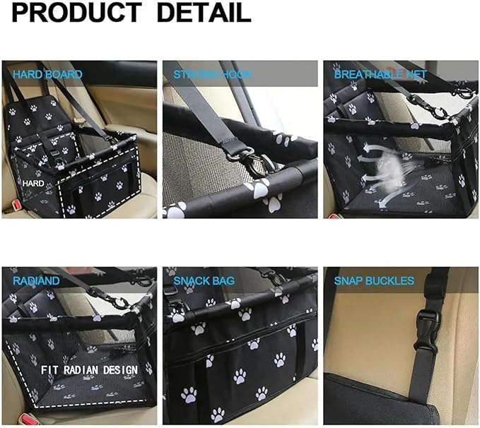 ASkinds Dog Car Seat Puppy Portable Pet Booster Car Seat, Pet Car Seat Bag Elevated Car Seat for Small to Medium Dogs Cats Pets(Black)