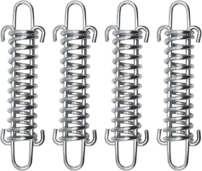 Dog Leash Shock Absorber Spring - SUUJI 4 Pcs Dog Tie Out Shock Buffer Spring for Training Sun Shade Heavy Duty Galvanized Steel Tent Rope Fixed Buckle Tensioner/Tightener for Outdoor Hiking Camping