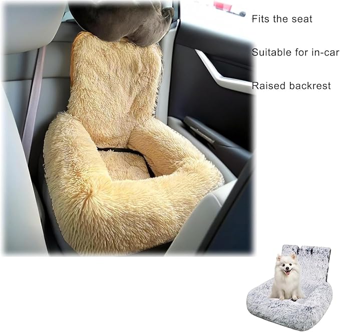 Car Dog Bed with Safety Straps, for Large&Small Dogs, Pets Bed for Travel with Thick Cushion Removable and Easy to Clean (F, s)