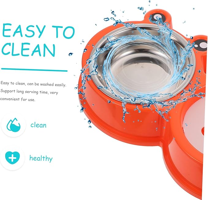 TOYANDONA Tip Automatic Cat Water Dispenser and Food Bowl Set Dual Bowl PET Feeder Spill-Proof Design Plastic for Cats and Dogs