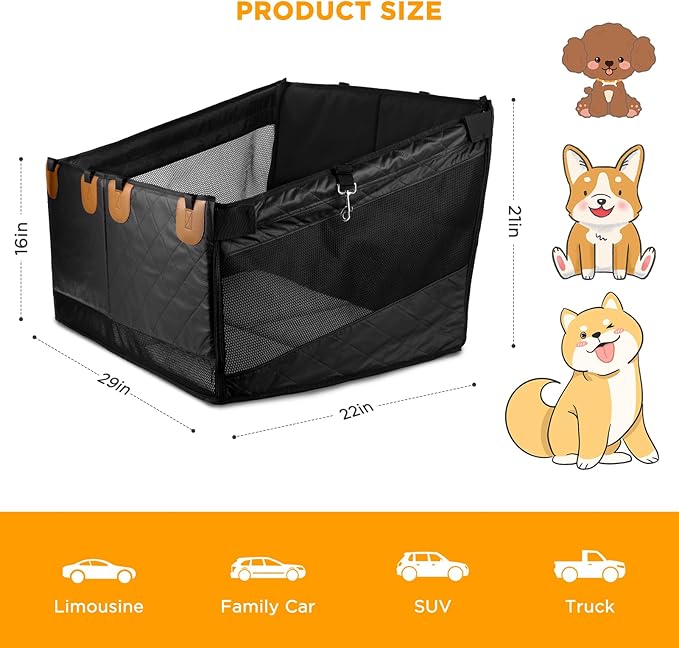 Back Seat Extender for Dogs,Hard Bottom Dog Car Seat Cover for Back Seat Holds 400lbs,Waterproof Anti-Scratch PU Leather Backseat Extender for Dogs,Dog Hammock for Car SUV Truck