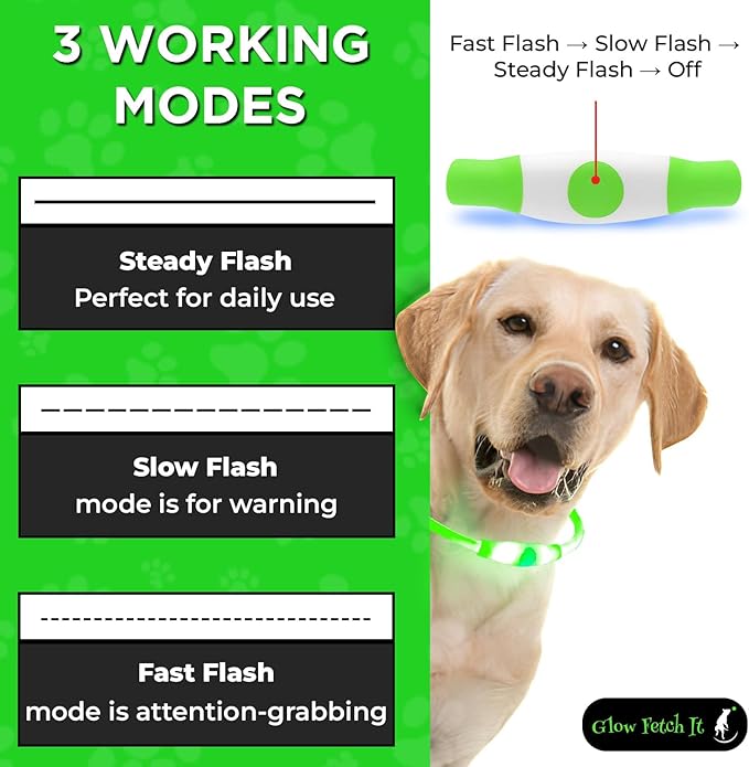 LED Dog Collar, Waterproof Light Up Dog Collar Rechargeable, Dog Safety Necklace for Night Walking, Adjustable Cut-to-Fit Silicone Collar Small Medium Large Dog 27.5” Cuttable (Green)
